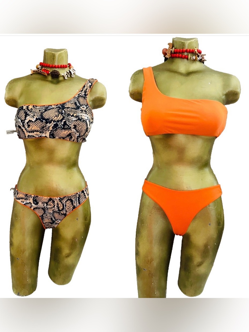 ZAFUL NWT One Shoulder Reversible SNAKESKIN Print BIKINI Swimsuit Size 6